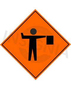 Flagman Ahead Sign