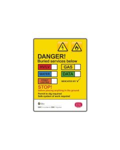 Sisk Danger Buried Services Below Sign