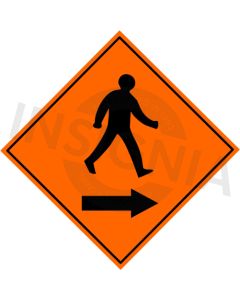 Pedestrians Cross To Right Reflective Sign