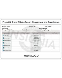 Project OHS and E Roles Board - Management and Coordinators Complete with Dry Wipe Laminate