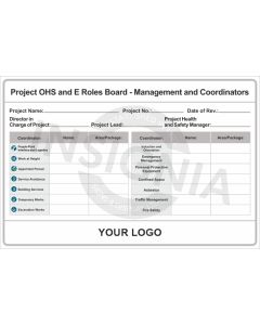 Project OHS and E Roles Board - Management and Coordinators Complete with Dry Wipe Laminate