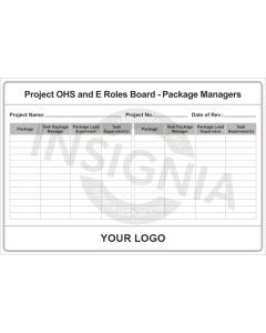 Project OHS and E Roles Board - Package Managers Complete with Dry Wipe Laminate