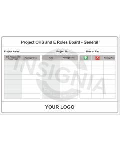 Project OHS and E Roles Board - General Complete with Dry Wipe Laminate